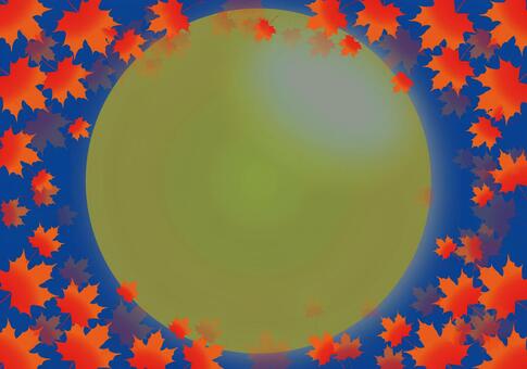 Illustration, autumn leaves, full moon, harvest moon, 