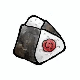 おにぎり　梅 おにぎり,梅,ご飯,海苔,朝食,弁当のイラスト素材