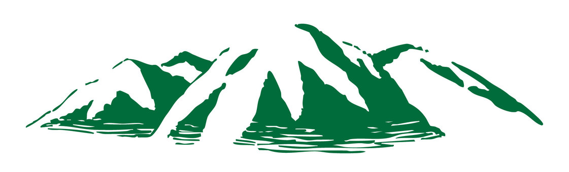 イラスト＿山並み 山,山並み,山脈,登山,アウトドア,ハイキング,山登り,風景,自然,ペン画のイラスト素材