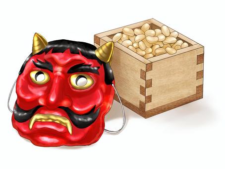 Setsubun(豆和惡魔面具), Setsubun(豆和惡魔面具), 節分, 紅魔, 透過,