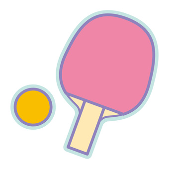 パステルカラーかわいいイラスト卓球 卓球,卓球ボール,卓球ラケット,ラケット,ボール,フラットデザイン風,ピクトグラム風,ベクター,アウトライン,カラーのイラスト素材