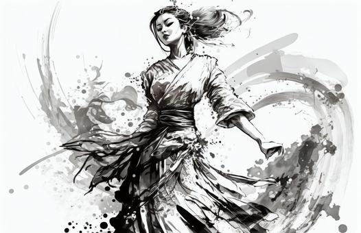 Illustration, gorgeous, dance, ink painting, 