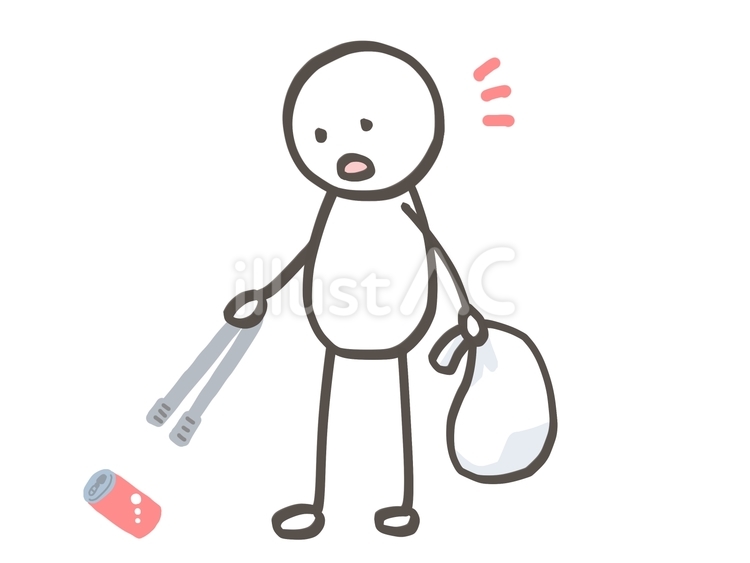 棒人間　あっ空き缶 棒人間,人,ゴミ拾いのイラスト素材