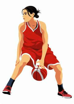 女子バスケットボール選手14 バスケットボール,ドリブル,全身,女子選手,スポーツ,アスリート,試合,女性,人物,球技のイラスト素材