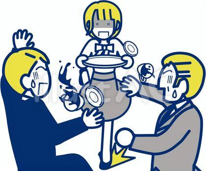つまづいてコーヒーをひっくり返す女性2