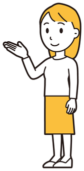  ロングヘア女性(黄)-522-全身