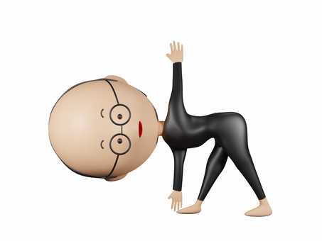 ヨガをするメガネのおじさん全身・背景透過 おじさん,中年,男性,喜び,ヨガ,全身,笑顔,顔,中年男性,一人のイラスト素材