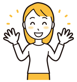 ニコニコと満面の笑みの若い女性 笑う,女性,女の子,人,ロングヘア,若い,にこにこ,笑顔,喜ぶ,広げるのイラスト素材