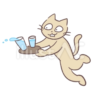 コップの水をこぼす猫
