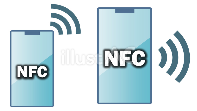 NFC対応のスマートフォン nfc,リーダー,かざすのイラスト素材