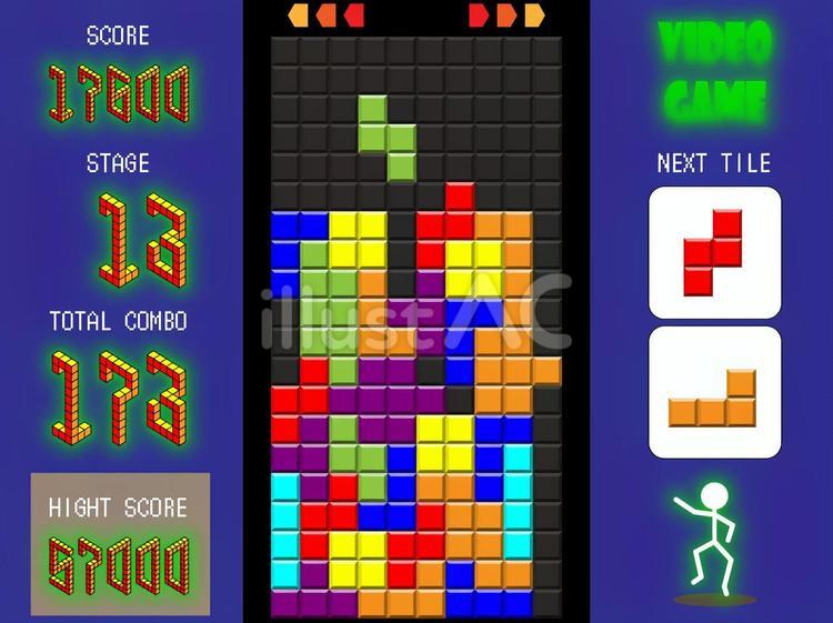 落ちものゲームのイメージ テトロミノ,電子,ゲームのイラスト素材