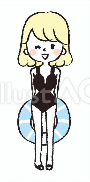 旅行　海　水着の女の子 海,水着,女性のイラスト素材