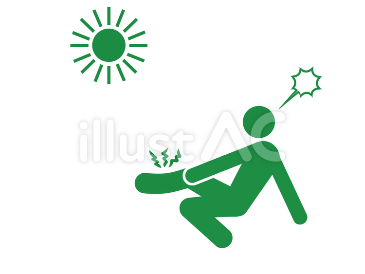 足が痛む人（怪我、こむら返り）２（緑） 熱中症,日射病,熱射病のイラスト素材