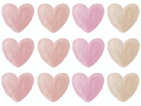 水彩ハート背景 水彩ハート背景 ハート,水彩,恋,バレンタイン,淡色,柄,4色,赤,ピンク,オレンジのイラスト素材