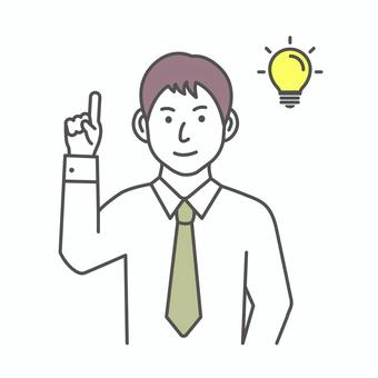 男性会社員 イラスト / アイデア・閃き アイデア,閃き,会社員,ビジネスマン,スタッフ,インスピレーション,男性,人物,日本人,考えるのイラスト素材
