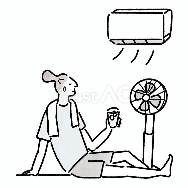 猛暑、室内での熱中症対策 夏,熱中症対策,水分補給のイラスト素材
