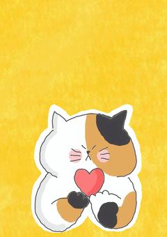 ハート三毛猫ちゃん かわいい,ハート,恋,恋愛,愛,思いやり,真心,心,ねこ,どうぶつのイラスト素材