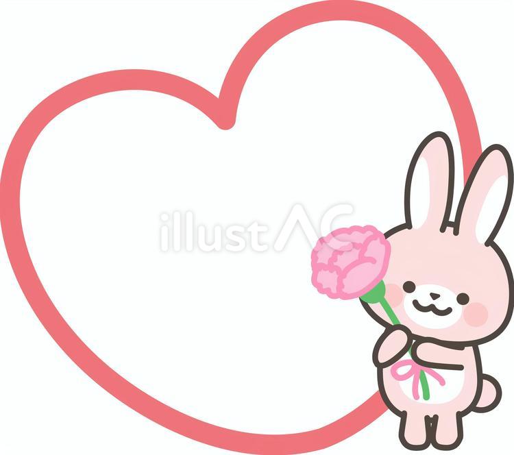 カーネーションを持つうさぎとハート_3 うさぎ,母の日,カーネーションのイラスト素材