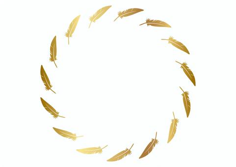 シンプルな羽のリングフレーム15枚　金 羽,フレーム,リング,鳥,飾り枠,シンプル,可愛い,シルエット,イラスト,ベクターのイラスト素材