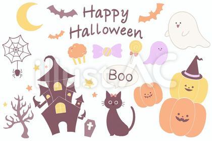 ハロウィンのシルエットイラストセット
