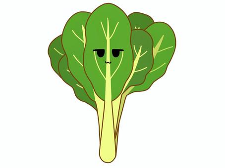 ジト目の小松菜アイコン 野菜,小松菜,緑黄色野菜,葉物野菜,冬野菜,顔,かわいい,アイコン,ジト目,シンプルのイラスト素材