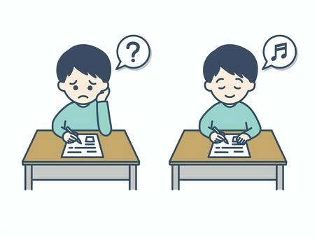 テストをうけている男の子 人物,男の子,勉強,塾,学習,学校,小学生,子供,教育,テストのイラスト素材