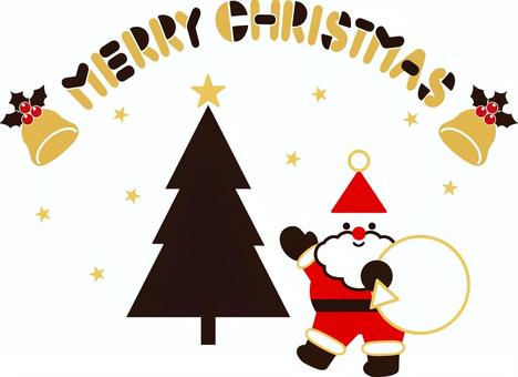 メリークリスマスの文字とイラスト メリークリスマス,文字,英語,アーチ状,サンタクロース,全身,クリスマス,12月,冬,手のイラスト素材