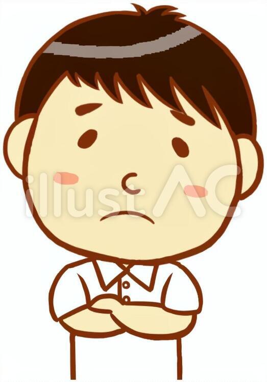 ポロシャツ男性（困り顔）　《白》 ポロシャツ,白,男性のイラスト素材