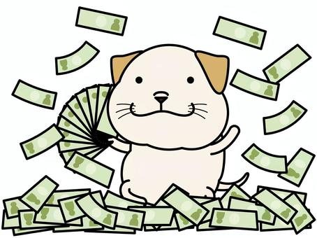 ラブラドールさん ばら撒き ラブラドール,ラブラドールレトリバー,札,ばら撒き,羽振りがいい,ボーナス,犬,動物,キャラクター,哺乳類のイラスト素材