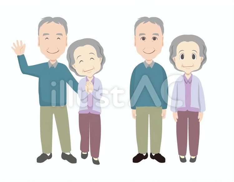 老夫婦（主線なし） 老夫婦,高齢者,男女のイラスト素材
