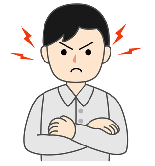 イライラしている男性 男性,お父さん,先生,保護者,指導者,大人,上半身,正面,イライラ,ムカムカのイラスト素材