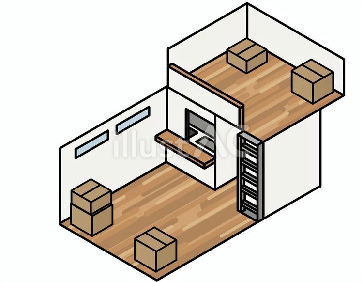 片付け中のロフト付きの部屋 ワンルーム,部屋,室内のイラスト素材