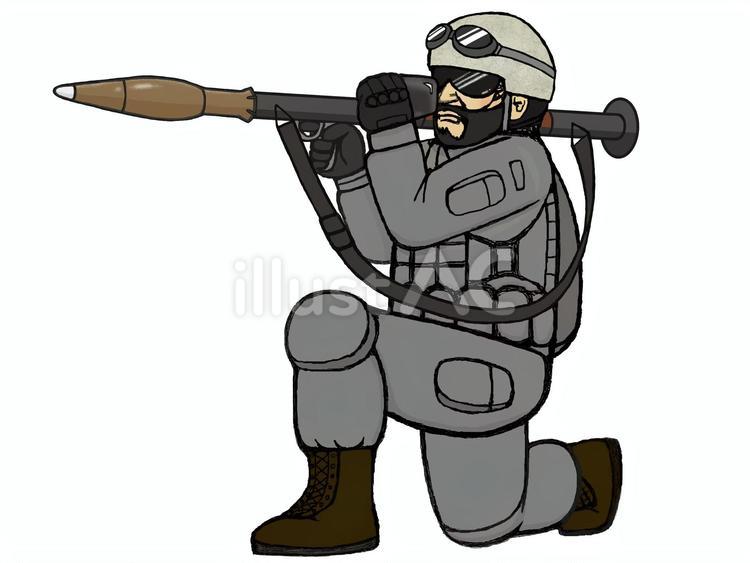 携帯型小型ミサイルを構える兵士 ミサイル,兵器,ウェポンのイラスト素材