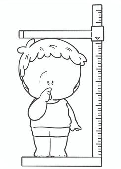 身体測定の白黒手描きイラスト2 身体測定の白黒手描きイラスト2 発育測定,身長,身体測定,白黒,検診,子ども,幼児,小学生,保育園,幼稚園のイラスト素材