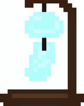 ドット絵の水色の卓上風鈴です。 ドット絵,卓上,風鈴,シンプル,夏,ガラス,和風,インテリア,音,日本のイラスト素材
