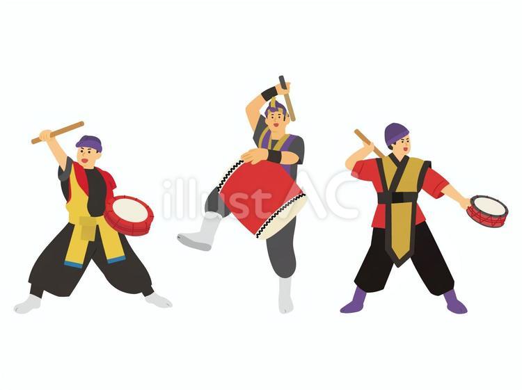 エイサーを踊る人たち／カラー エイサー,沖縄,伝統芸能のイラスト素材