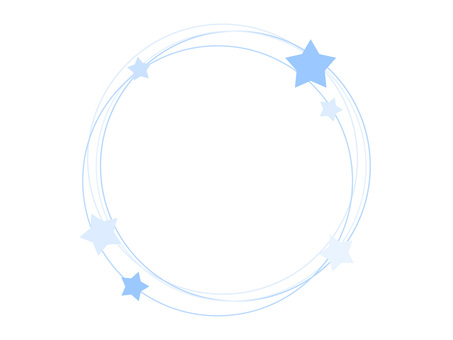 水色の星が巡るシンプルな円形フレーム 星,背景,フレーム,飾り枠,キラキラ,円,丸,サークル,青,水色のイラスト素材