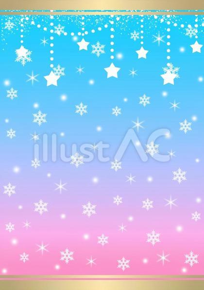 星のガーランドと雪のパステルカラーの枠