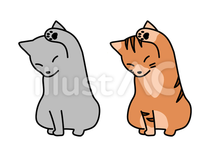 毛づくろいするねこ