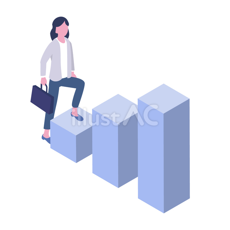 グラフを上る人物 グラフ,人物,ビジネスのイラスト素材