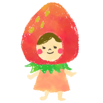 いちごの妖精 いちご,イチゴ,妖精,フルーツ,果物,女の子,かわいい,水彩画,クレヨン,手描きのイラスト素材
