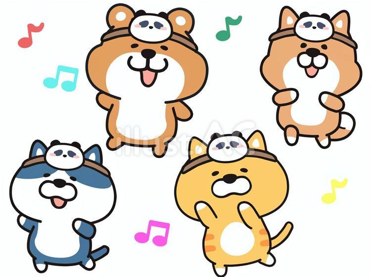 発表会セット_02 猫,熊,犬のイラスト素材