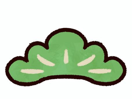 松3・黒縁 シンプルイラスト 松,松葉,黄緑,和風,縁起物,シンプル,植物のイラスト素材