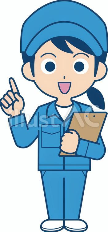 指差しする作業員の女性　帽子 女性,作業員,帽子のイラスト素材