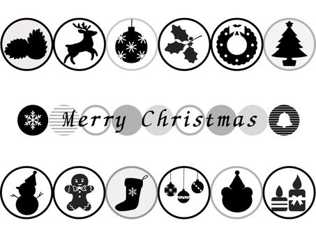 クリスマスモノクロモチーフ クリスマスモノクロモチーフ クリスマス,xmas,冬,12月,イベント,パーティー,メリークリスマス,モチーフ	アイコン,セット,シンボルのイラスト素材