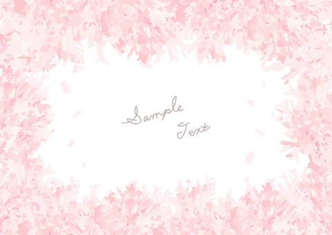 桜のフレーム_54_溢れるほどの花びら 満開,春,ソメイヨシノ,花,枠,飾り,水彩風,あしらい,ポストカード,メッセージのイラスト素材