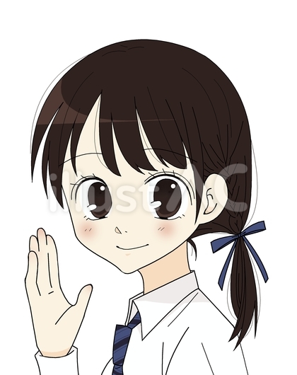 手を振るブレザーの学生