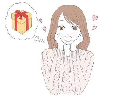 プレゼントを喜ぶ女性 プレゼント,クリスマスプレゼント,サプライズ,リアクション,贈り物,女性,喜ぶ,感動,笑顔,美人のイラスト素材