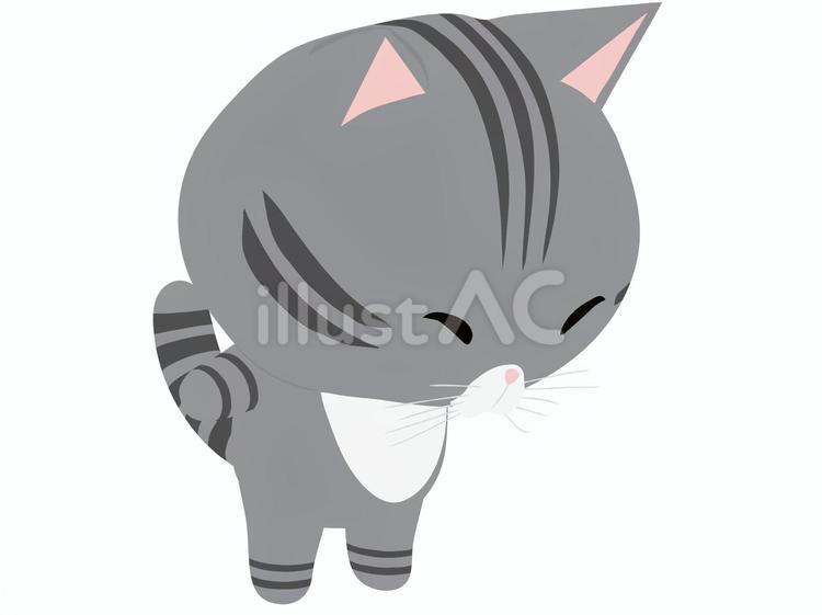 下を見る_猫 下,見る,猫のイラスト素材
