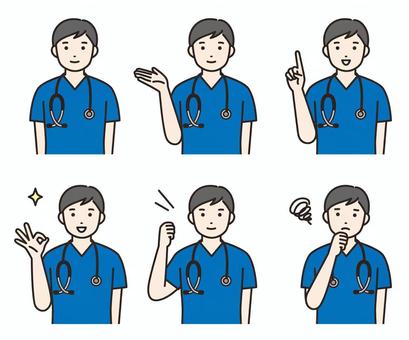 Men's set wearing scrubs, JPG, PNG and AI Men's set wearing scrubs, врач, тереть, руководство, JPG, PNG and AI